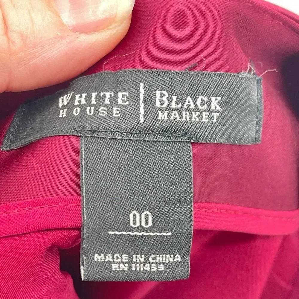 White House Black Market Womens Pencil Straight Skirt Tiered Stretch Red Size 00